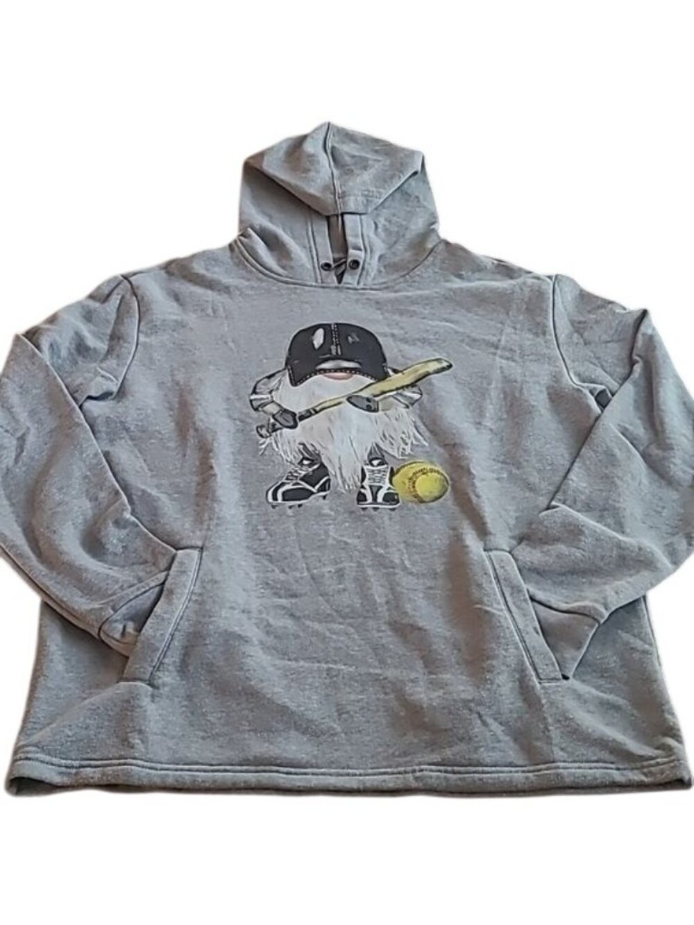 Baseball Gnome Graphic Hoodie Gray Medium By Next Level Apparel